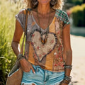 Vintage-T-Shirt Mit Herz-Print