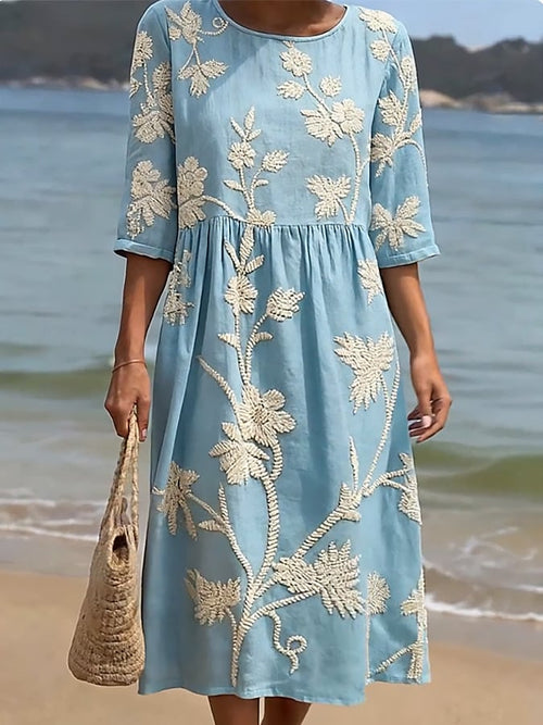 Angela | Vestido lino estampado