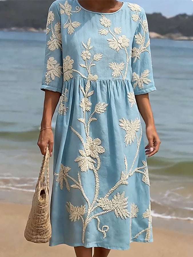 Angela | Vestido lino estampado