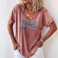 Lässiges T-Shirt Mit Libellen-Print