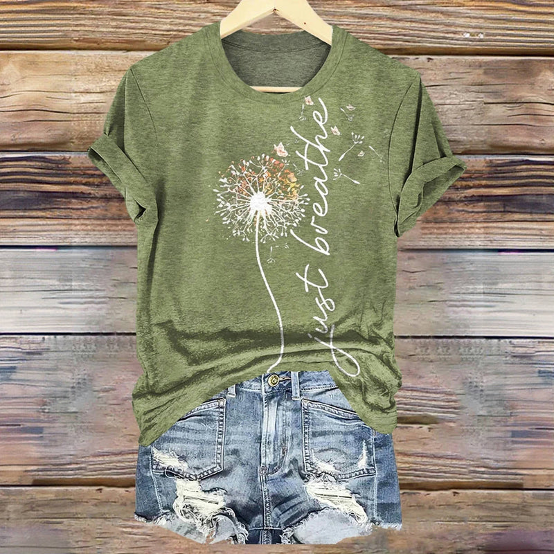 Vintage-T-Shirt Mit Löwenzahn-Print
