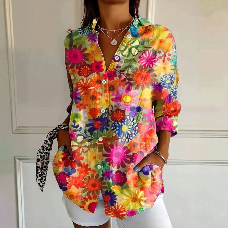 Vintage-Bluse Mit Blumendruck