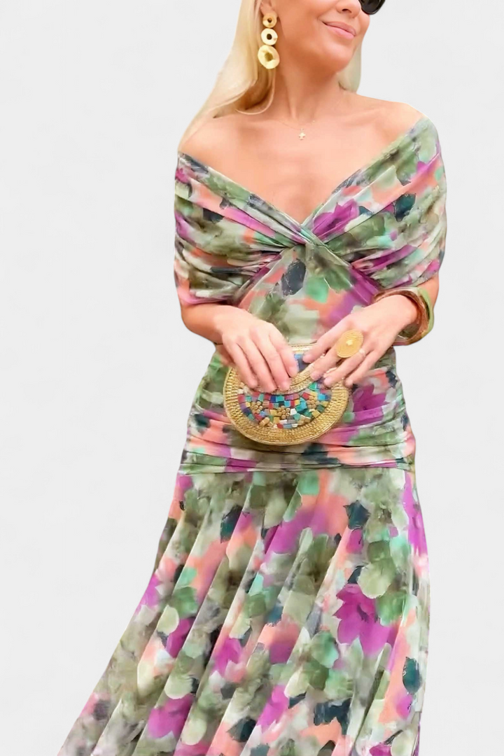 Florendra | Vestido largo floral con escote en V