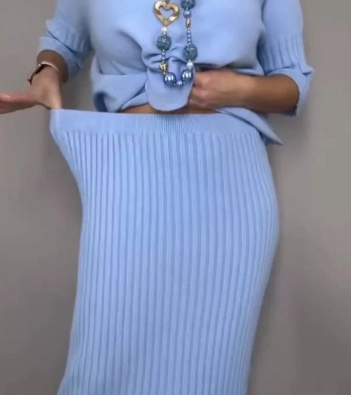 Débora | Conjunto de punto con falda de canalé