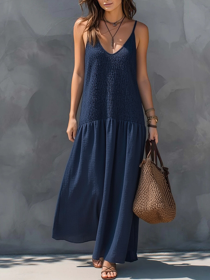 Abito Maxi Boho Patchwork in Cotone e Lino