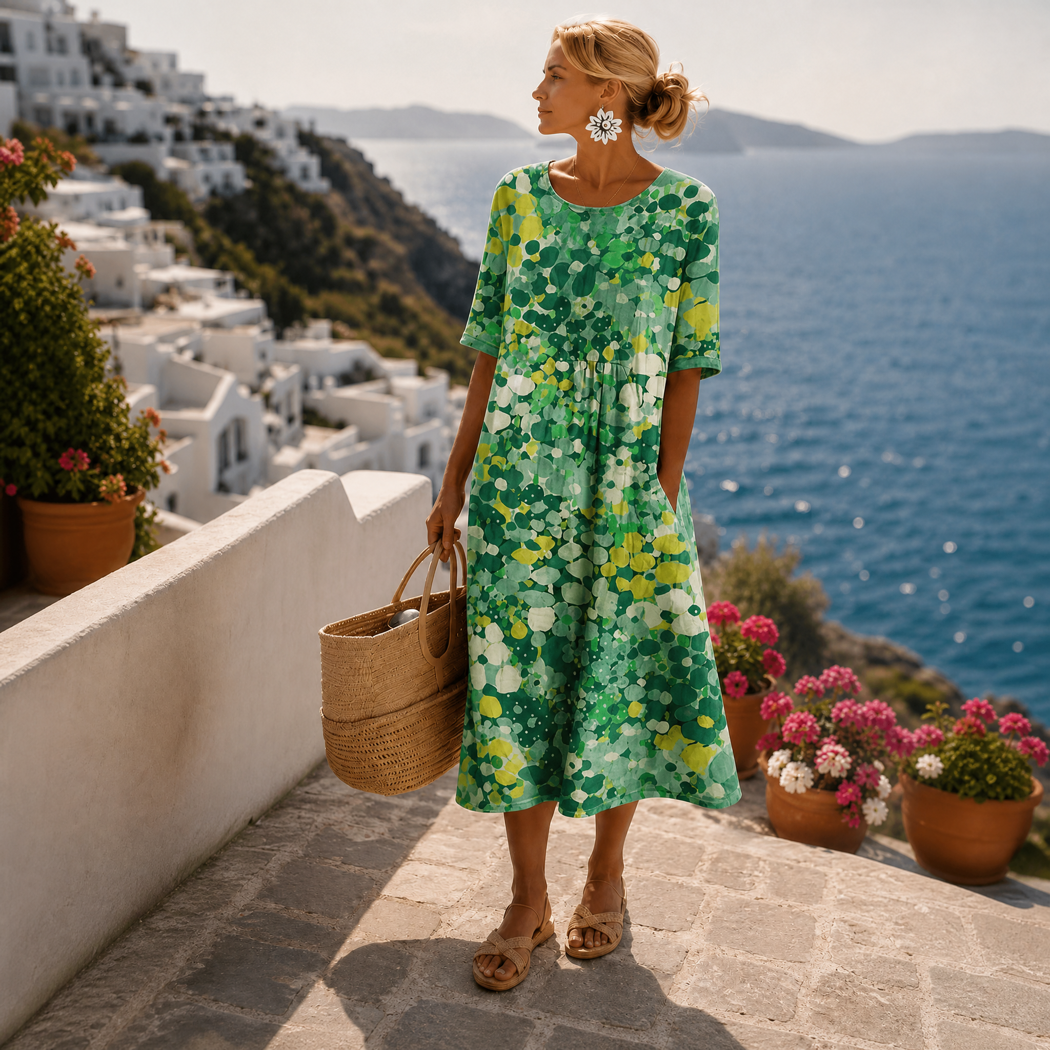 Sofia | Elegante abito midi floreale arioso