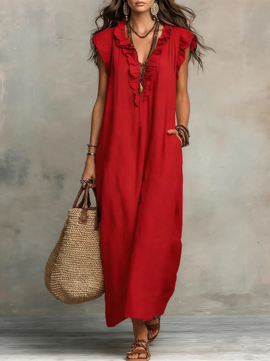 Corin | Abito Maxi Boho Fluido in Lino
