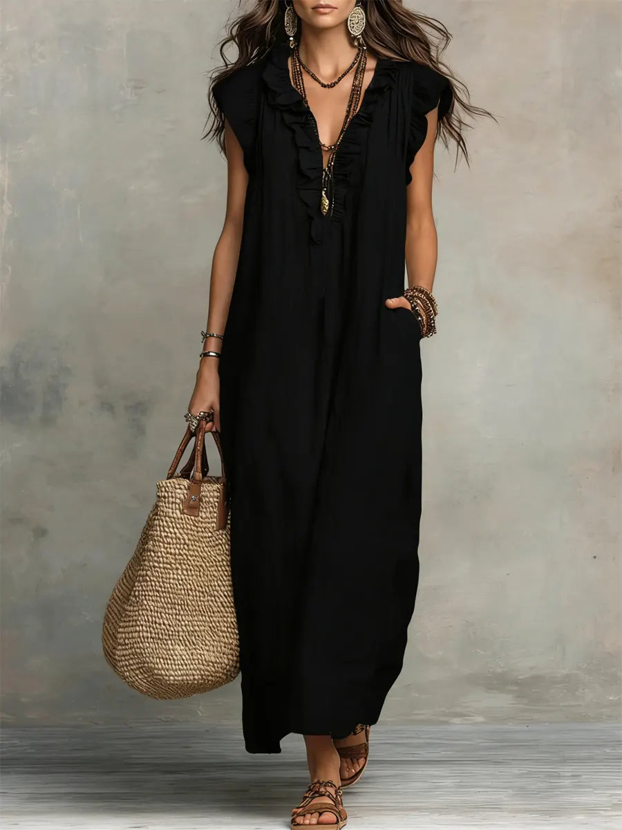 Corin | Abito Maxi Boho Fluido in Lino