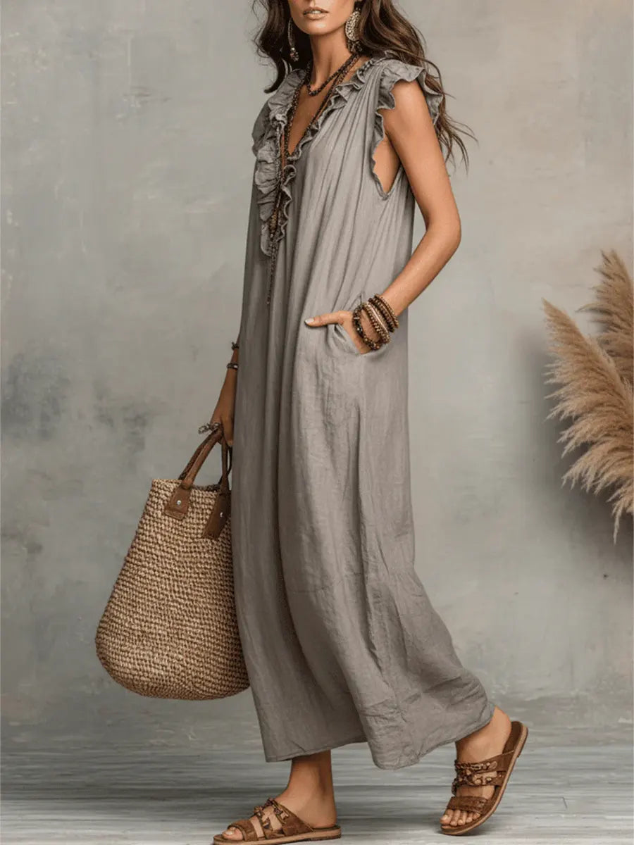 Corin | Abito Maxi Boho Fluido in Lino