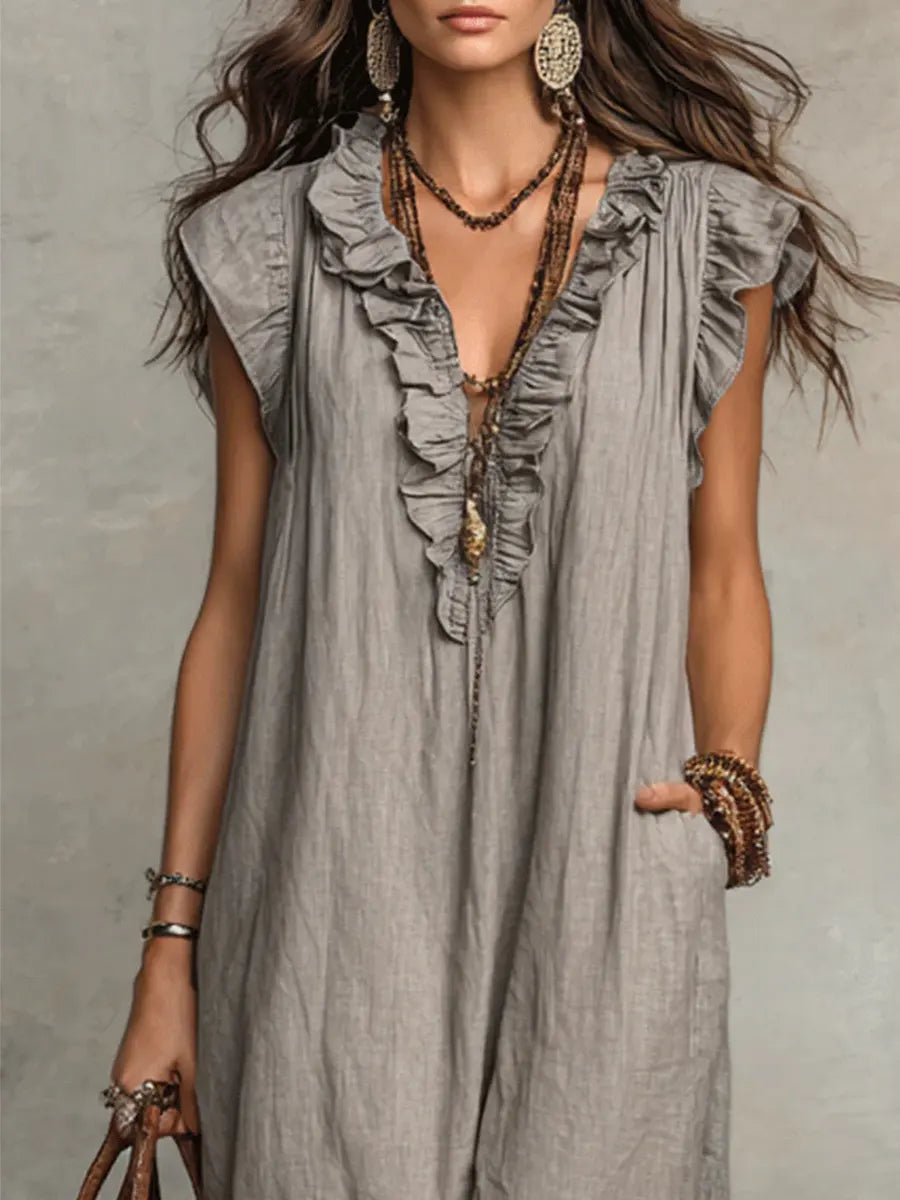 Corin | Abito Maxi Boho Fluido in Lino