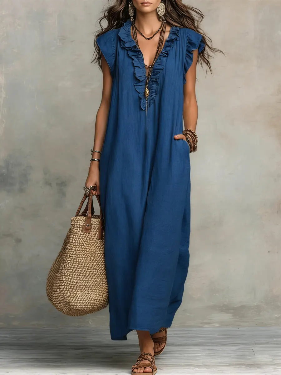 Corin | Abito Maxi Boho Fluido in Lino