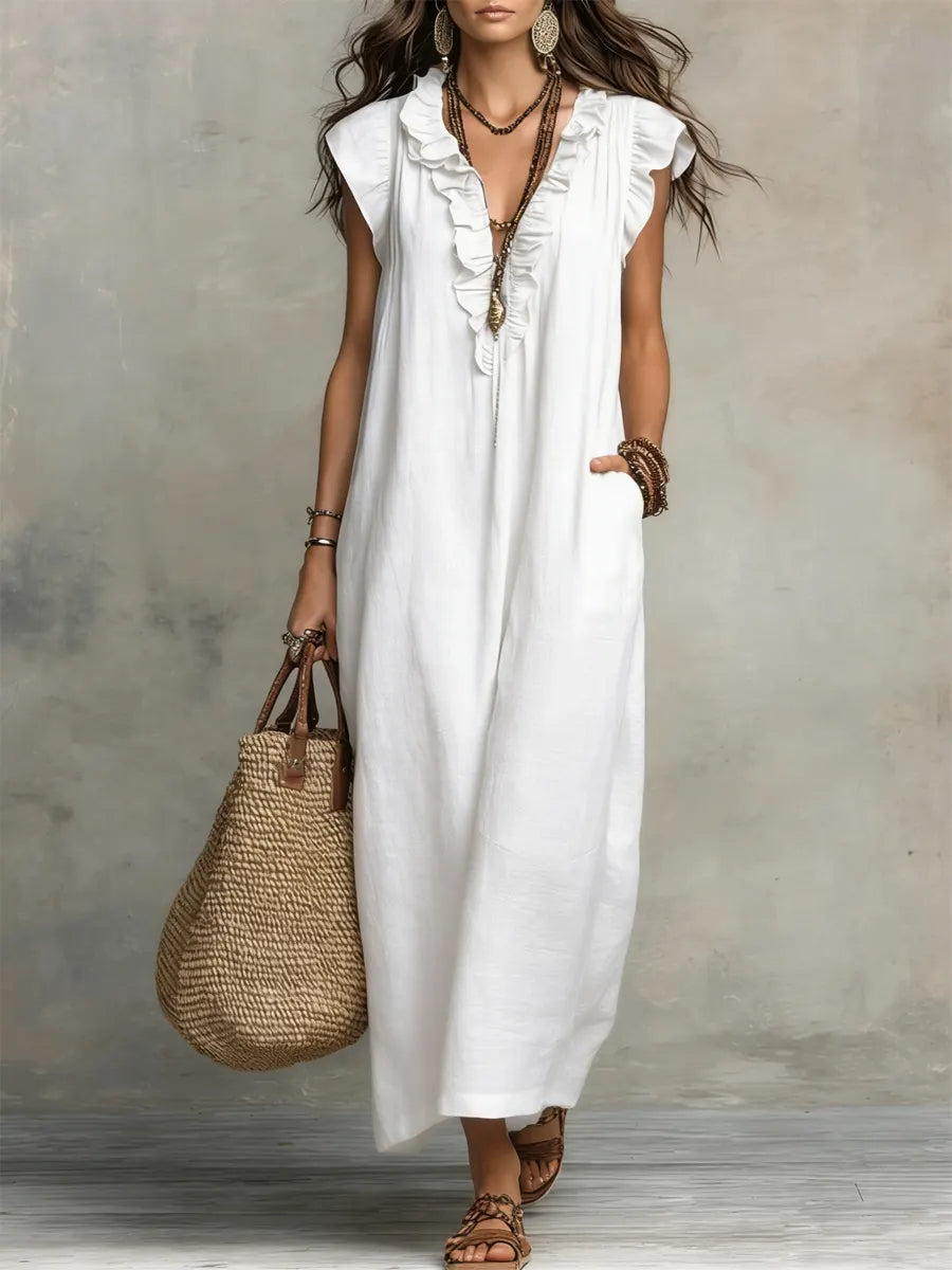 Corin | Abito Maxi Boho Fluido in Lino