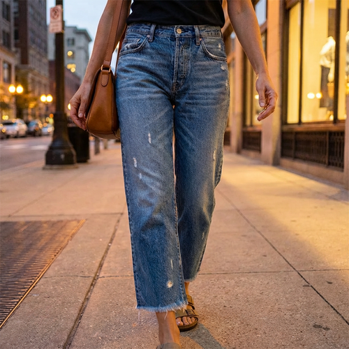 Aberjean | Jeans Retro Cropped a Gamba Dritta