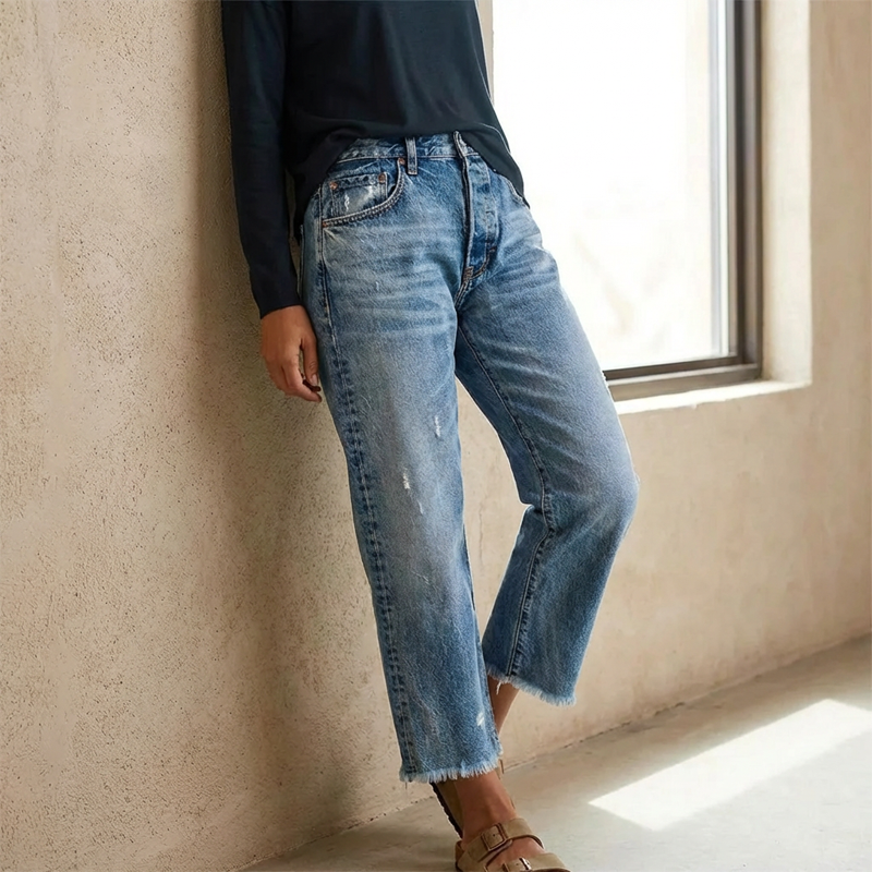 Aberjean | Jeans Retro Cropped a Gamba Dritta